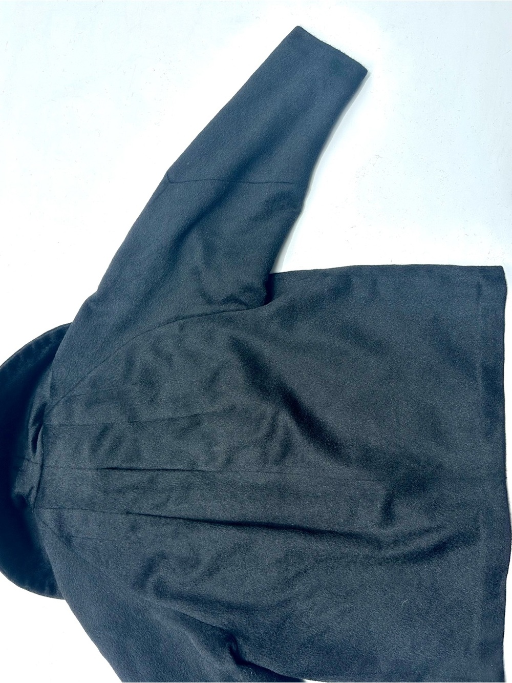 Vintage Cashmere Minimalist Women's Black Short Coat Jacket, Shawl Collar, S-M-L - Picture 9 of 16